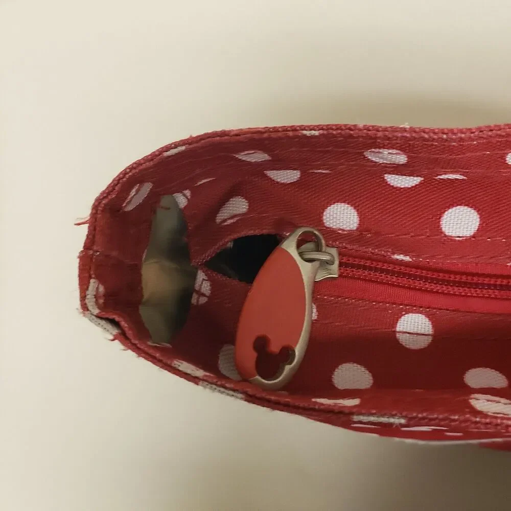 Disney Minnie Mouse Canvas Zip Tote Bag Red White Polka Dot Beach Polka-Dot Boho